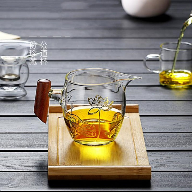 植物系 玻璃公道杯 带不锈钢滤网 350ml