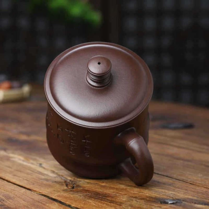 Tasse à thé Yixing Zisha entièrement faite à la main [bambou] (Lao Zi Ni - 430 ml)