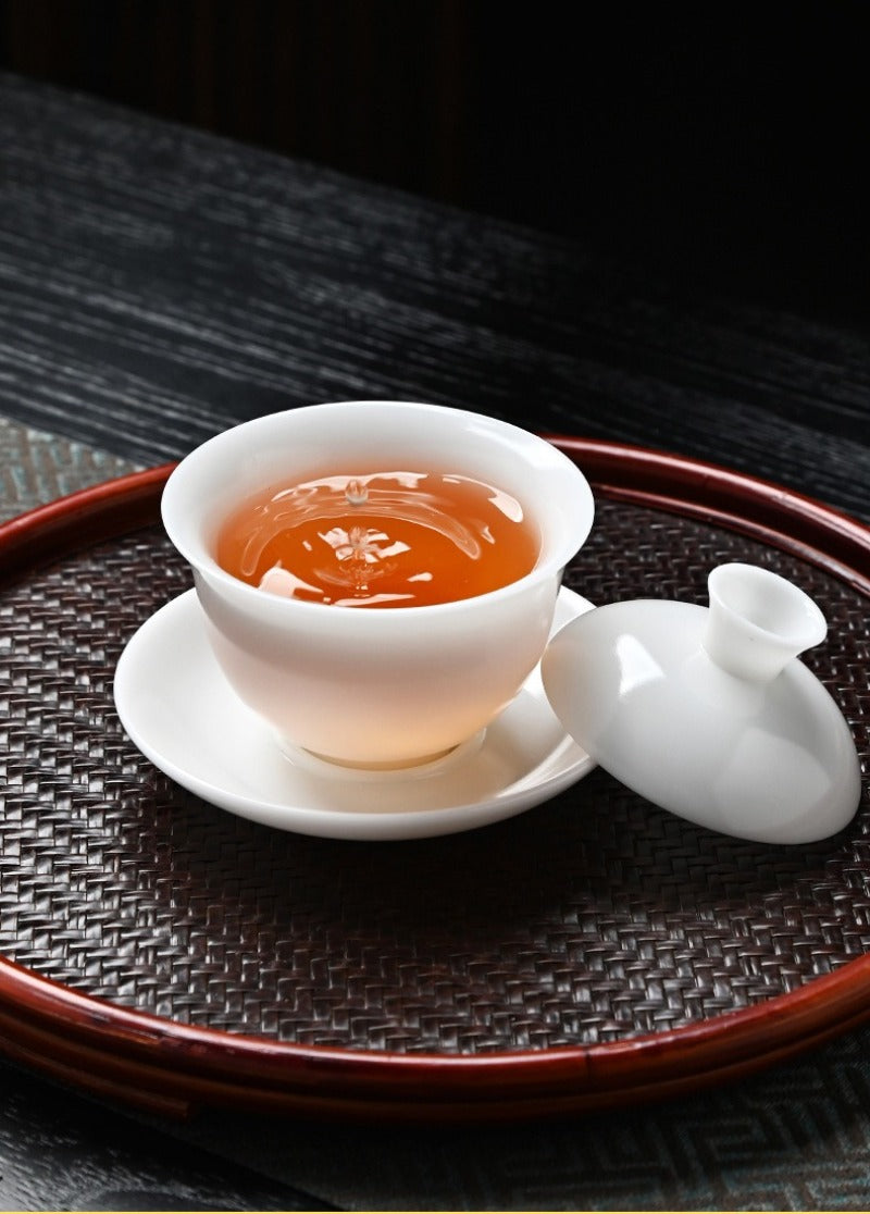 Ice Jade White Porcelain Unglazed Thin Walled Sancai Gaiwan [Ingot] 120/150/230ml