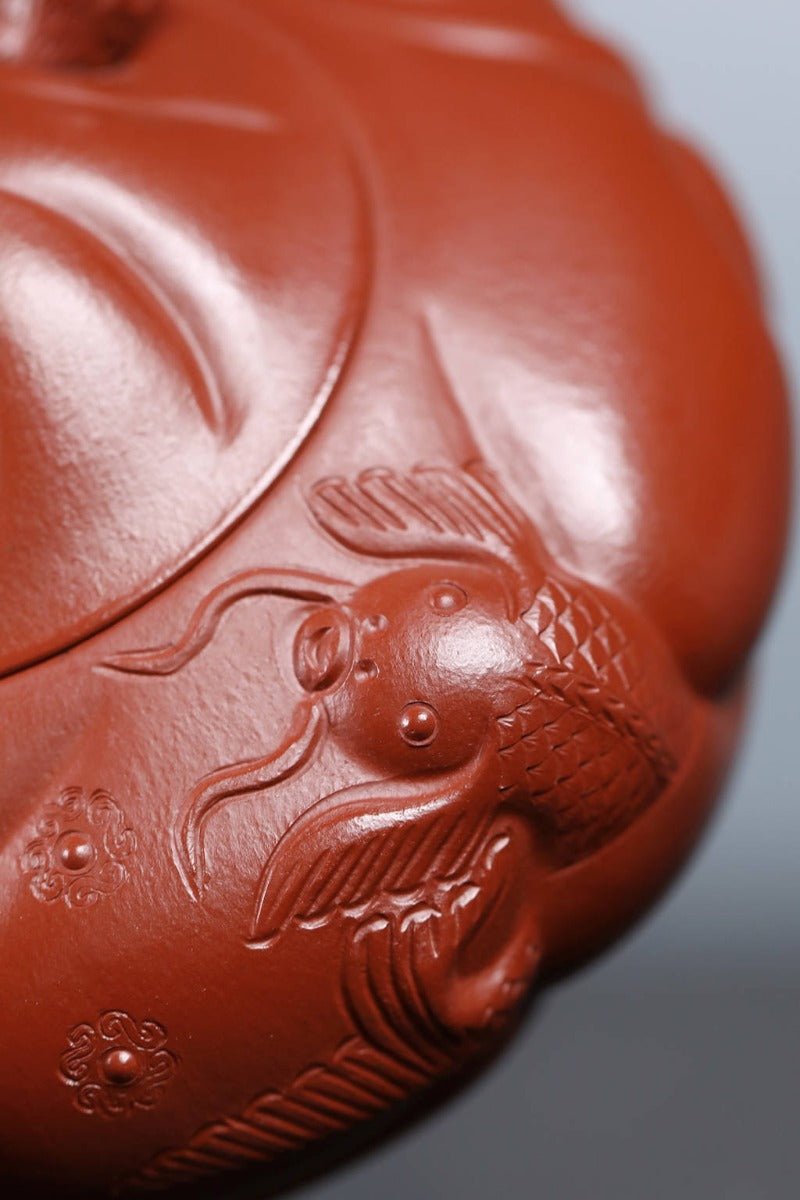 Full Handmade Yixing Zisha Teapot [Carp Dragon Pot] (Zhu Ni - 220/350ml)