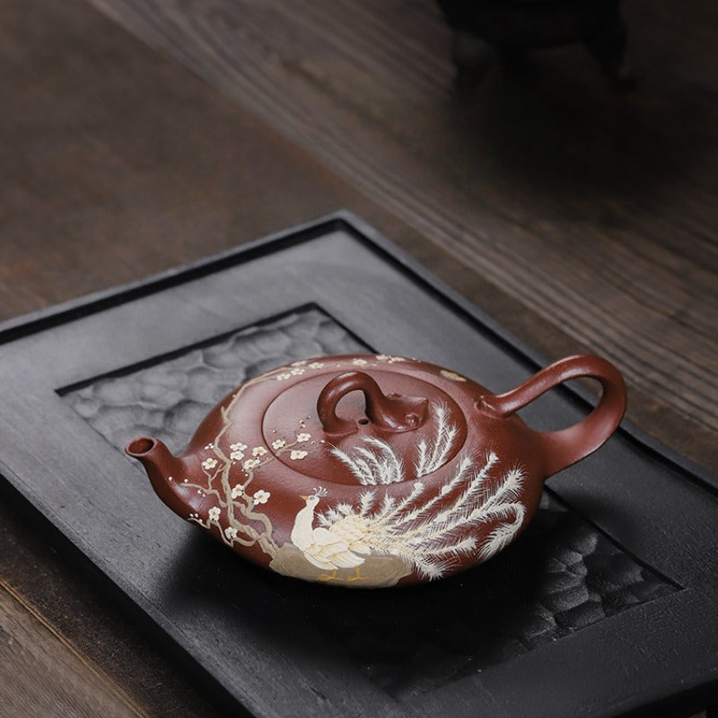 Full Handmade Yixing Zisha Teapot [Beautiful Feather] (Zi Ni - 230ml) - YIQIN TEA HOUSE | yiqinteahouse.com | 200-300ml, full handmade zisha teapot, teapot, teaware