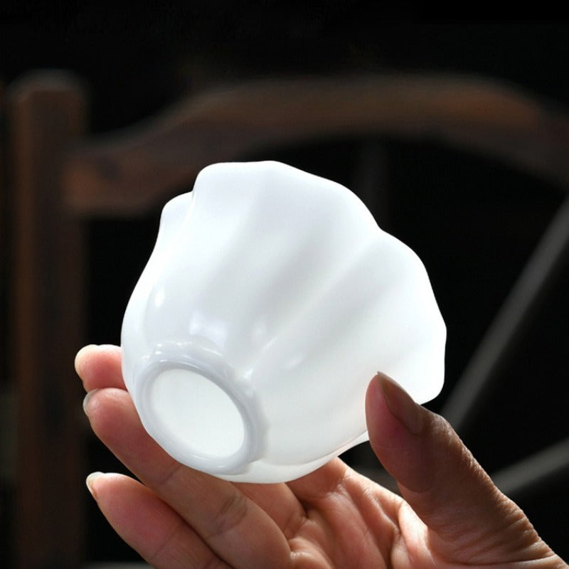 Ice Jade White Porcelain [Petals] Tea Cup 110ml