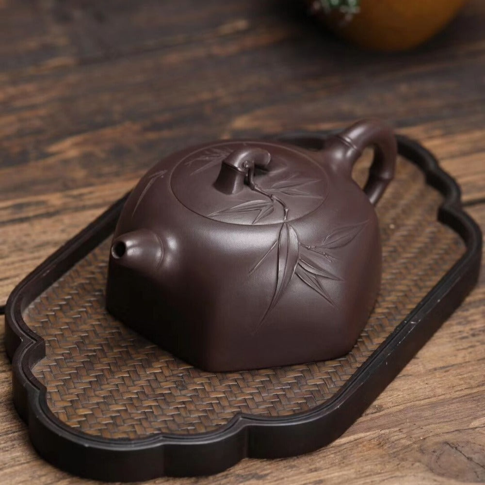 全手工宜兴紫砂茶壶 [月下潇湘壶] (老紫泥 - 260ml)