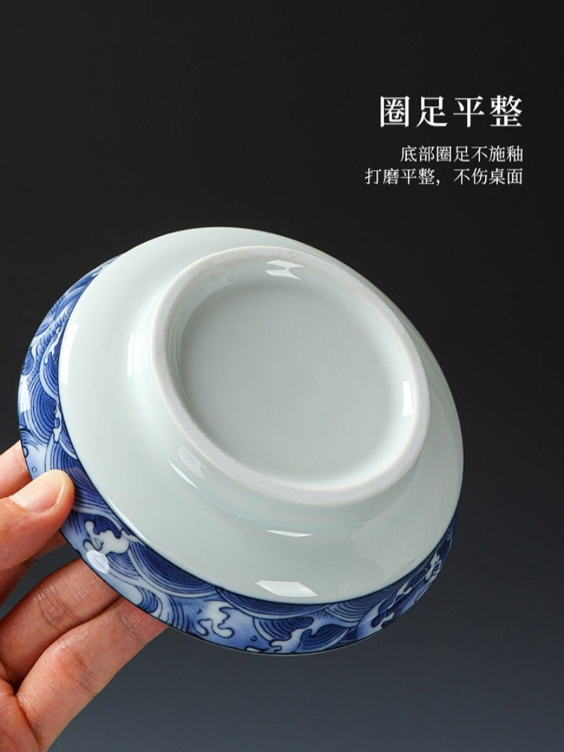 Ancient Celadon Style Ceramic [Qianli Jiangshan] Sancai Gaiwan Set 190ml