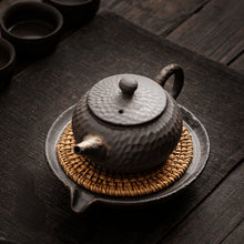Load image into Gallery viewer, Retro Burn Coarse Pottery Storage Tea Tray (with Rattan Mat)
