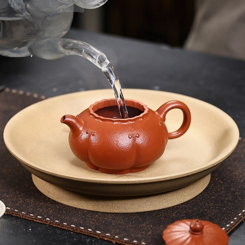 全手工宜兴紫砂茶壶 [锦绣西施] (朱砂朱泥 - 150ml)