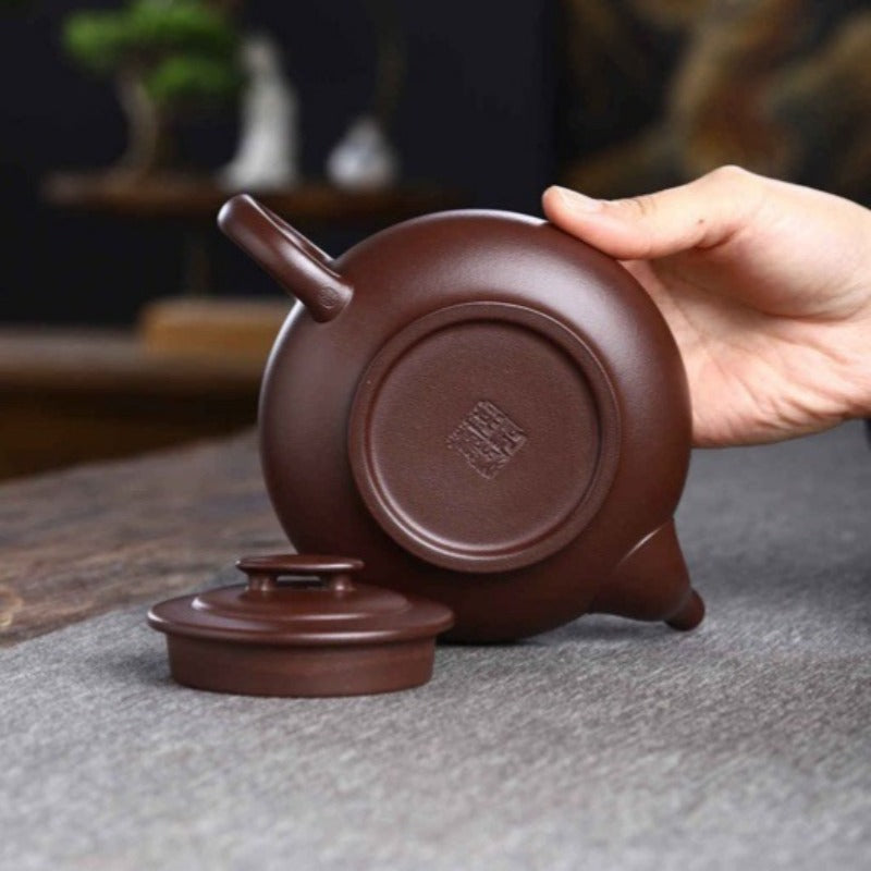 Vollständig handgefertigte Yixing-Zisha-Teekanne [Shang Xin Qiao Pot] (Shi Hong - 370 ml)