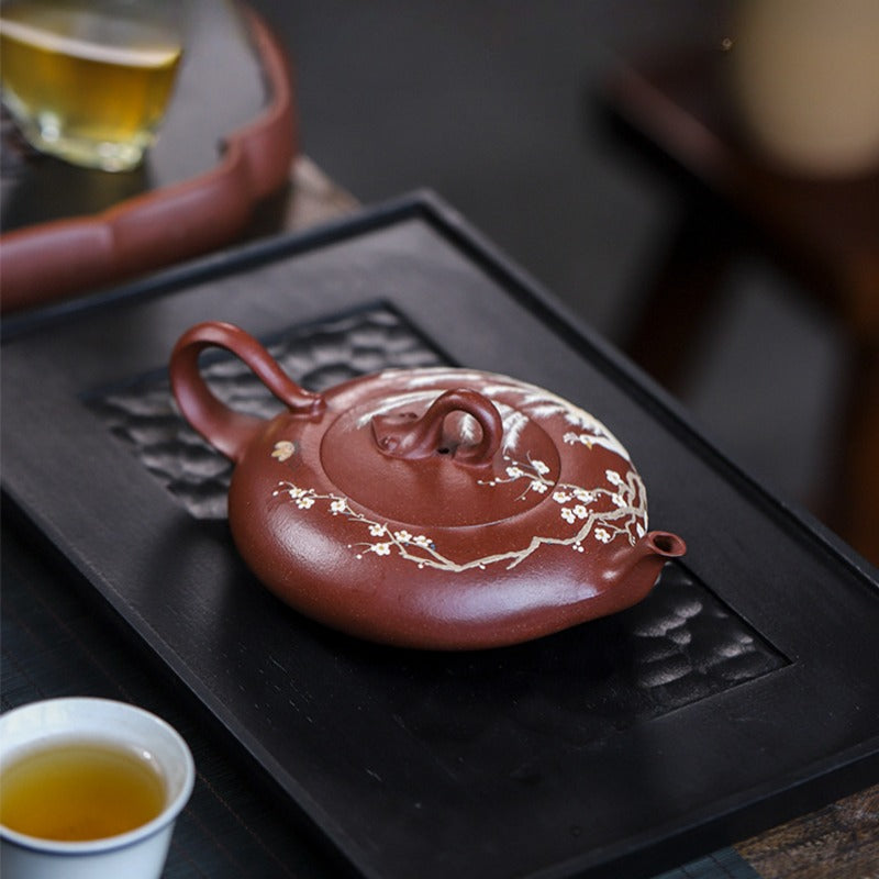 Full Handmade Yixing Zisha Teapot [Beautiful Feather] (Zi Ni - 230ml) - YIQIN TEA HOUSE | yiqinteahouse.com | 200-300ml, full handmade zisha teapot, teapot, teaware