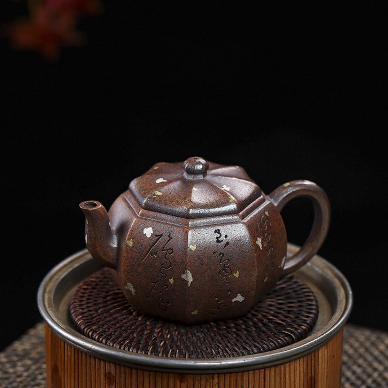 Full Handmade Yixing Zisha Teapot [Octagon Pear] (Firewood Fired Duan Ni - 250ml) - YIQIN TEA HOUSE | yiqinteahouse.com | 200-300ml, full handmade zisha teapot, teapot, teaware