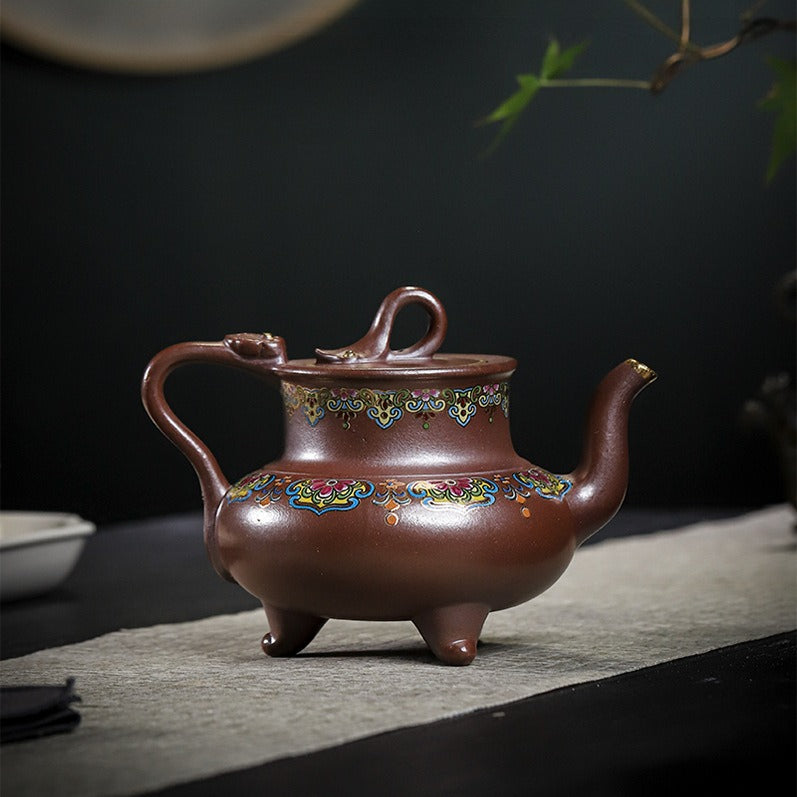 Tetera Yixing Zisha hecha a mano [Sanzu Fan Hua] (Jinsha Zi Ni - 350ml)