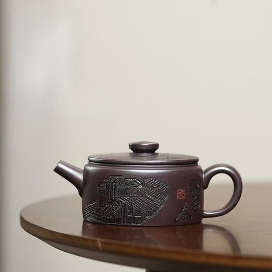 Yixing Zisha Teapot [Jiangnan Hanwa] (Chi Long Xue Sha - 150ml) - YIQIN TEA HOUSE | yiqinteahouse.com | <200ml, teapot, teaware, zisha teapot