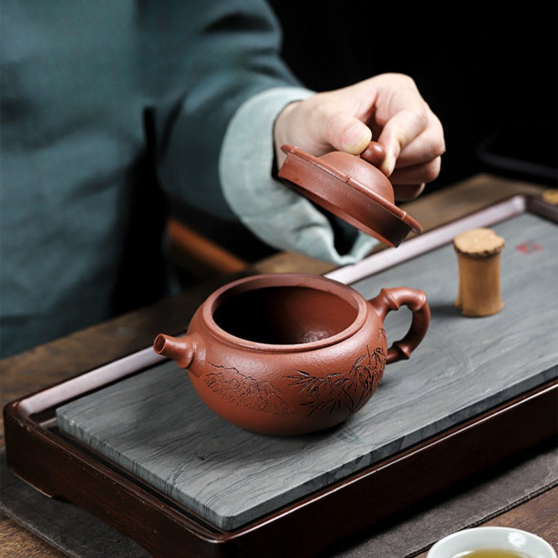 Full Handmade Yixing Zisha Teapot [Shanye Qingzhu] (Jiang Po Ni - 390ml)