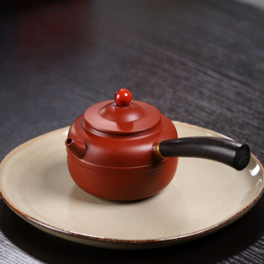 宜兴紫砂茶壶【唐羽鼓】（紫朱泥/大红袍 - 240ml）