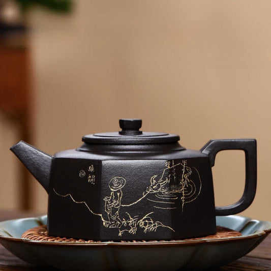 Full Handmade Yixing Zisha Teapot [Bafang Yu Zhu Pot] (Shi Huang - 260ml)