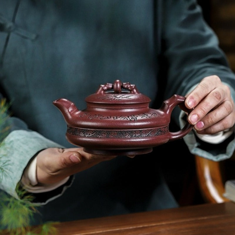 Full Handmade Yixing Zisha Teapot [Lucky Bamboo] (Zi Ni - 480ml)