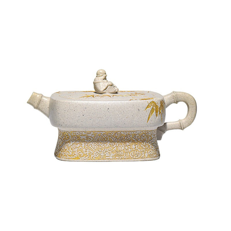 Théière Yixing Zisha entièrement faite à la main [Enjoy] (Bai Duan Ni - 280 ml)