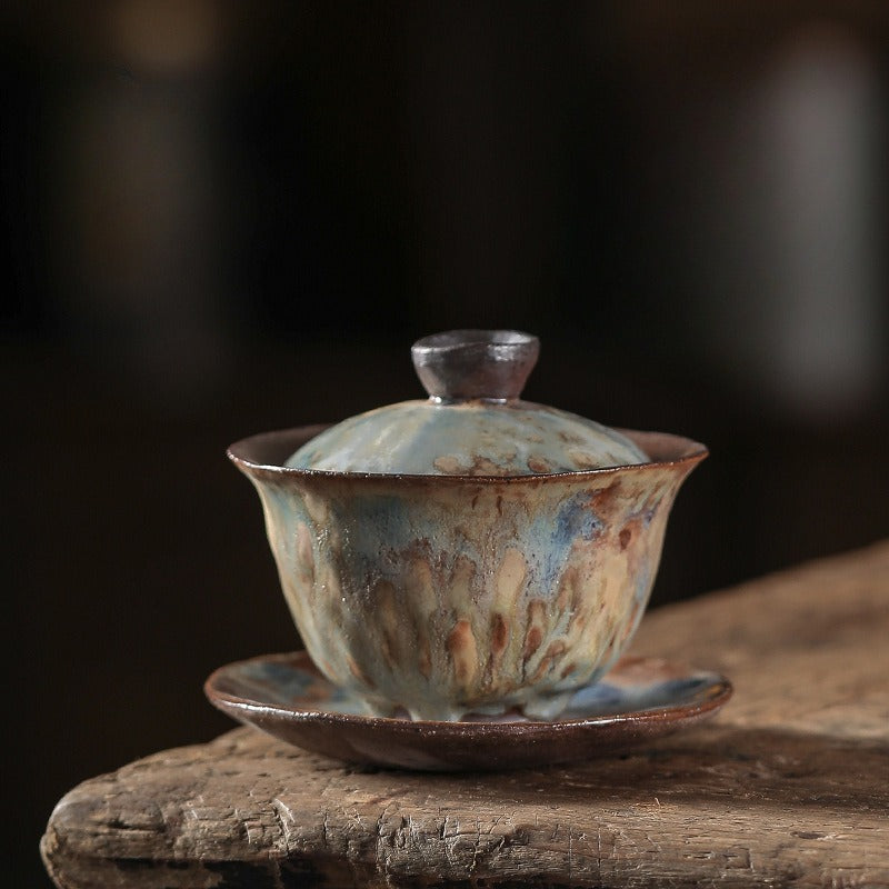 Kiln Change Firewood Firing Handmade Ceramic Gaiwan / Hand-Grab Pot / Tea Tray - YIQIN TEA HOUSE | yiqinteahouse.com | ceramic teapot, gaiwan, tea tray, teapot, teaware