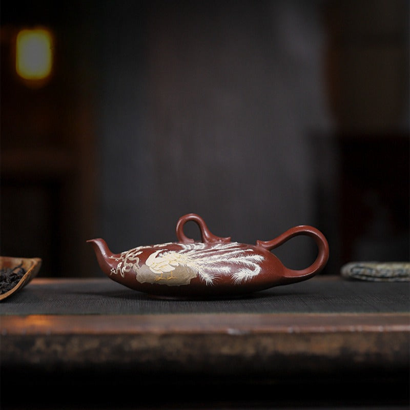 Full Handmade Yixing Zisha Teapot [Beautiful Feather] (Zi Ni - 230ml) - YIQIN TEA HOUSE | yiqinteahouse.com | 200-300ml, full handmade zisha teapot, teapot, teaware