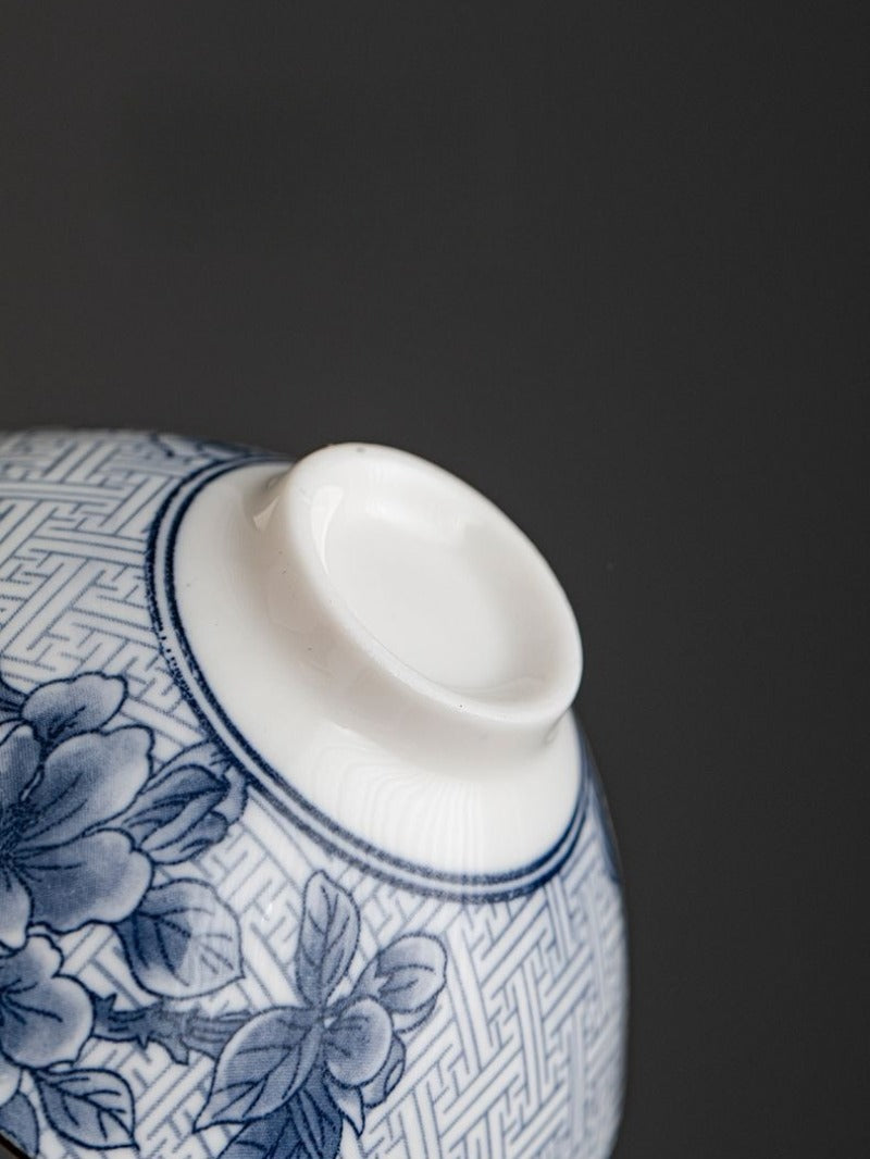 Service à thé cadeau rétro en porcelaine bleue et blanche de 10 pièces, tasses de 70 ml