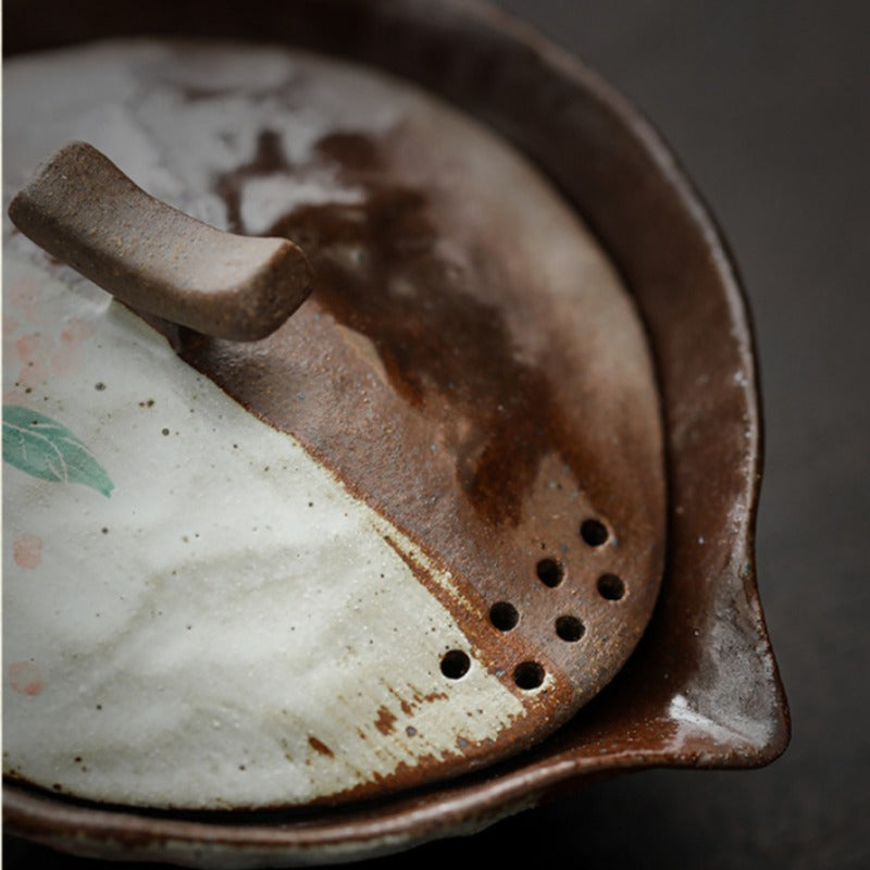 Firewood Fired Hand-painted Floral Ceramic Gaiwan / Tea Cup Set [Happiness] - YIQIN TEA HOUSE | yiqinteahouse.com | ceramic teapot, gaiwan, tea cup, teaware, teaware set