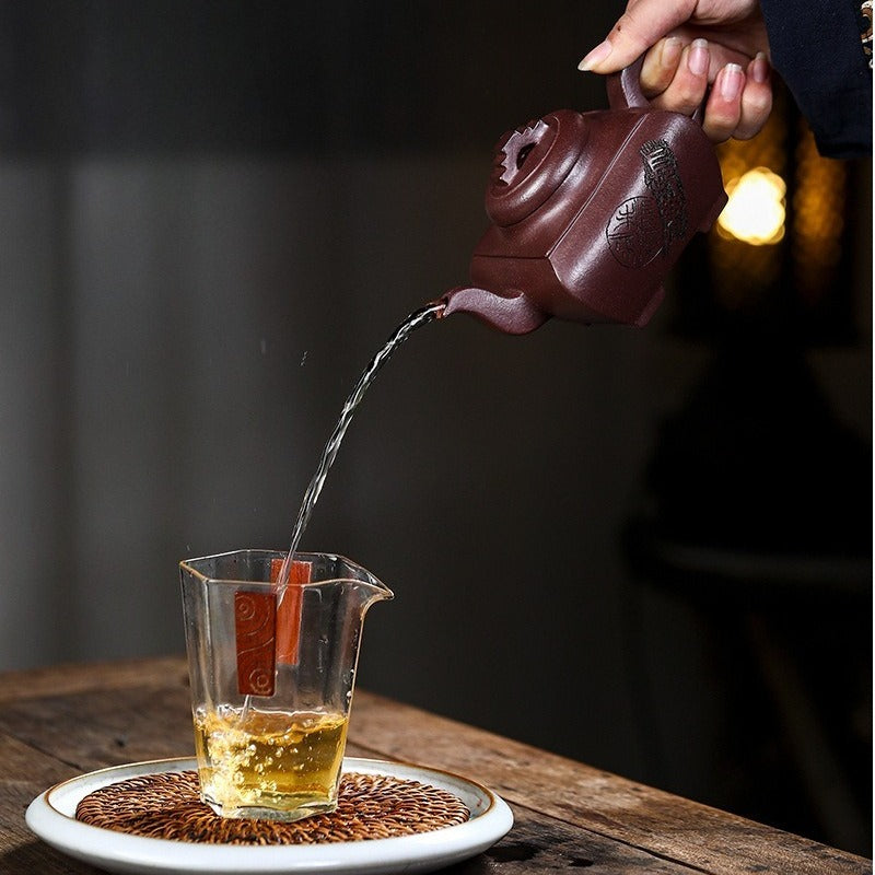 Théière Yixing Zisha entièrement faite à la main [Sifang Chang Le] (Zi Ni - 300 ml)