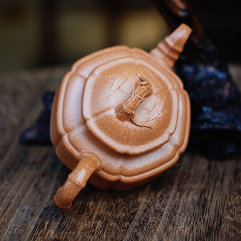Full Handmade Yixing Zisha Teapot [Liufang Zhu Gu Pot] (Jiang Po Ni - 190ml)