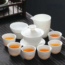 Load image into Gallery viewer, Mutton Fat Jade White Porcelain 9pcs Tea Gift Set [Dragon Relief]
