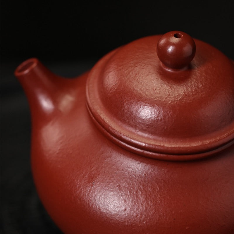 Tetera de arcilla Zisha de Yixing hecha totalmente a mano [Tetera Rong Tian] (Dahongpao - 130ml)