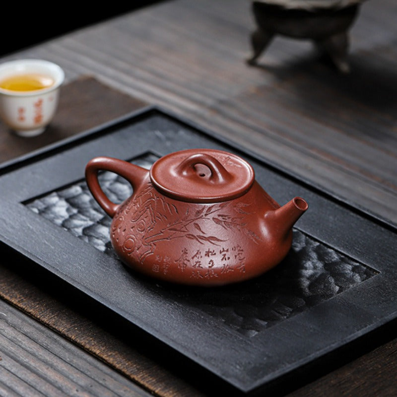 Full Handmade Yixing Zisha Teapot [Bamboo Happiness] (Hong Pi Long - 240ml) - YIQIN TEA HOUSE | yiqinteahouse.com | 200-300ml, full handmade zisha teapot, teapot, teaware