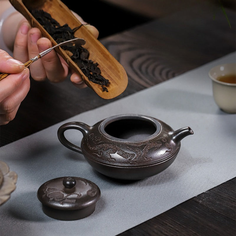 Full Handmade Yixing Zisha Teapot [Yu Yuan] (Tian Qing Ni - 180ml)