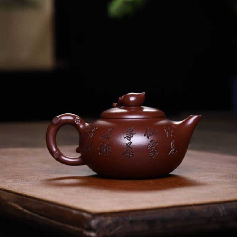 Tetera Yixing Zisha hecha a mano [Shou Tao Pot] (Di Cao Qing - 310 ml)