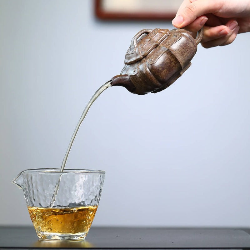 Full Handmade Yixing Zisha Teapot [Jinnang Ruyi Pot] (Di Cao Qing Firewood Fired - 180ml)