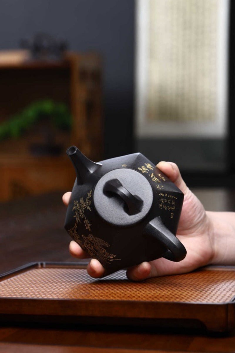 Full Handmade Yixing Zisha Teapot [Liufang Shi Piao Pot] (Shi Huang - 280ml)