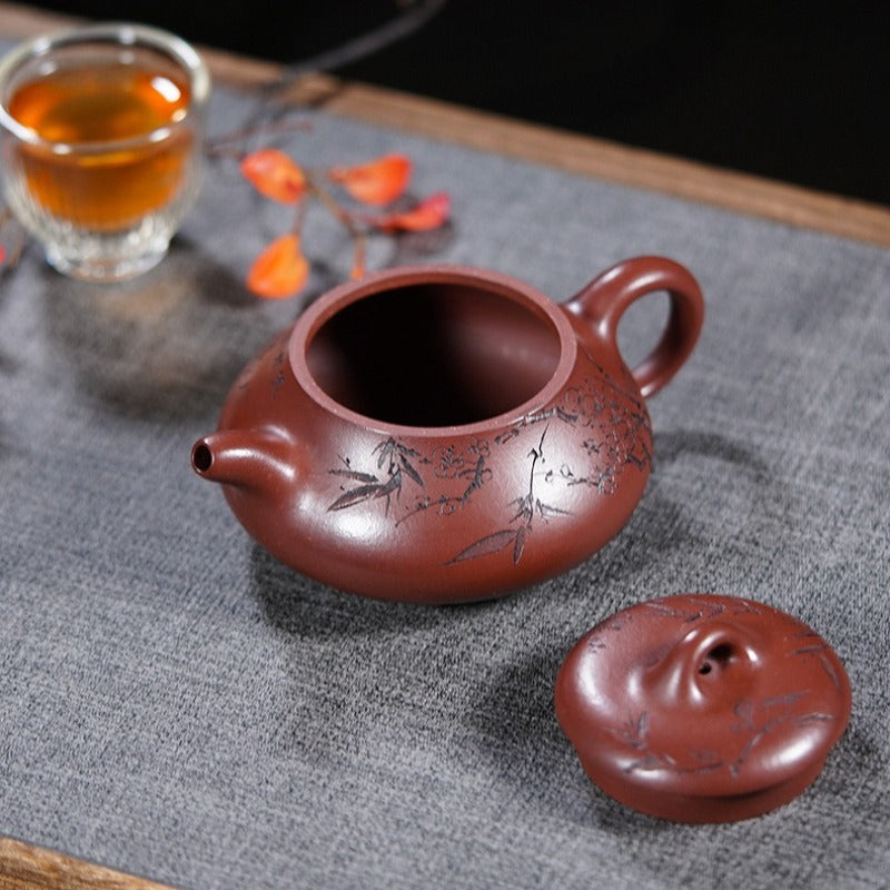 Vollständig handgefertigte Yixing-Zisha-Teekanne [Hantang Shi Piao] (Di Cao Qing - 280 ml)