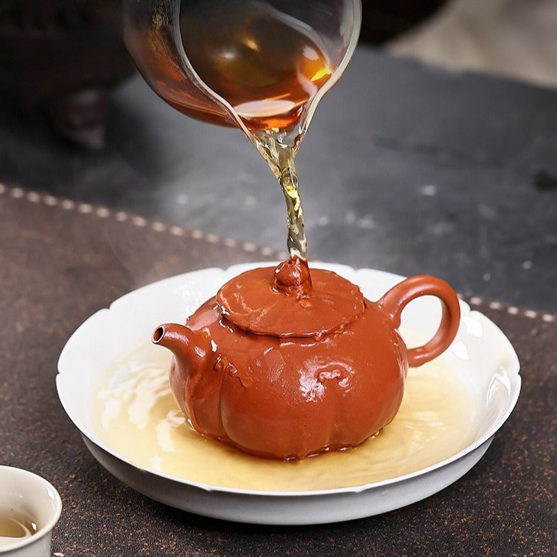 全手工宜兴紫砂茶壶 [锦绣西施] (朱砂朱泥 - 150ml)