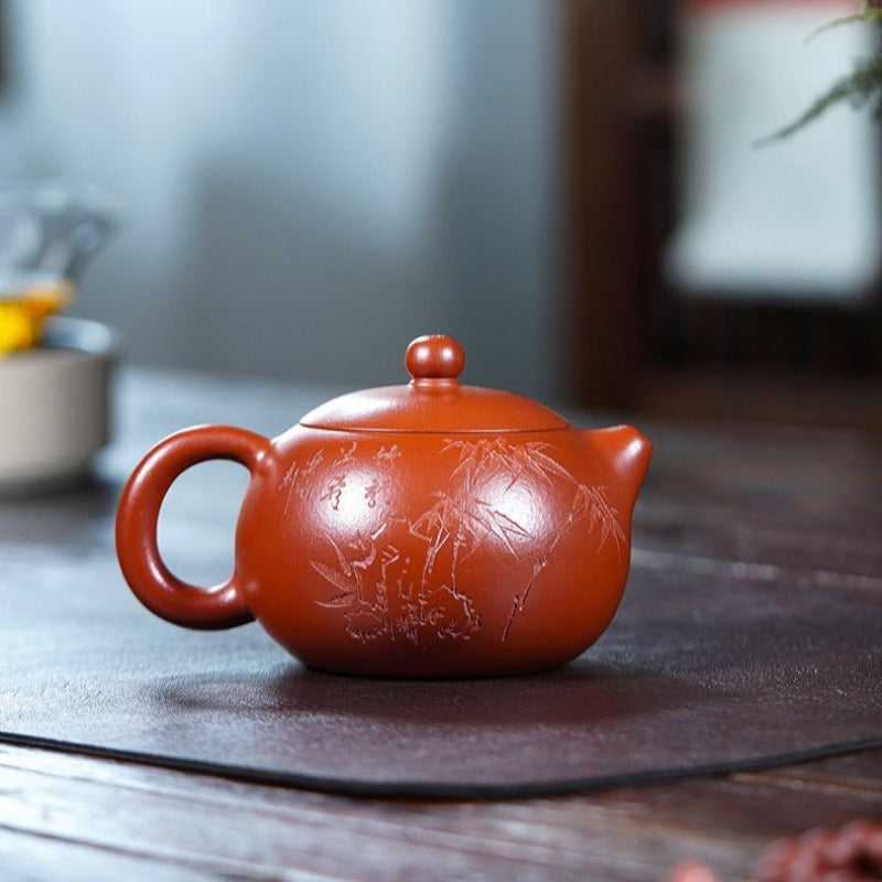 Théière Yixing Zisha entièrement faite à la main [Modèle Xishi] (Dahongpao - 320 ml)