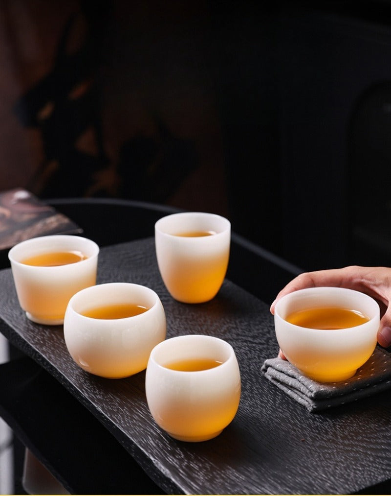 Tazza da tè Master in porcellana bianca giada di ghiaccio smaltata 80-110ml