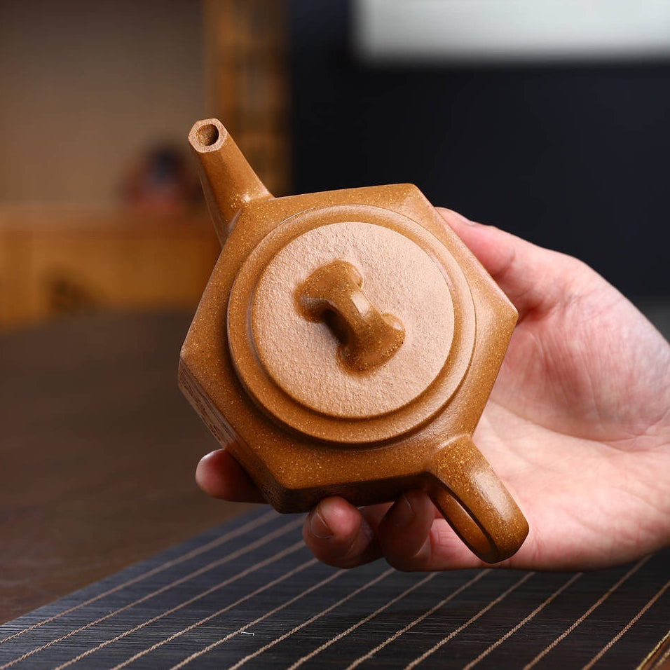 Full Handmade Yixing Zisha Teapot [Liufang Ya Yun Pot] (Wucai Lao Duan Ni - 280ml)