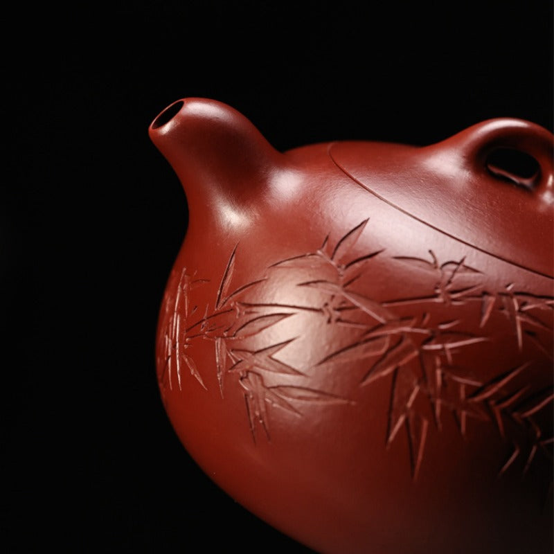 Vollständig handgefertigte Yixing Zisha Teekanne [Yuan Zhu Pot] (Dahongpao- 240ml)