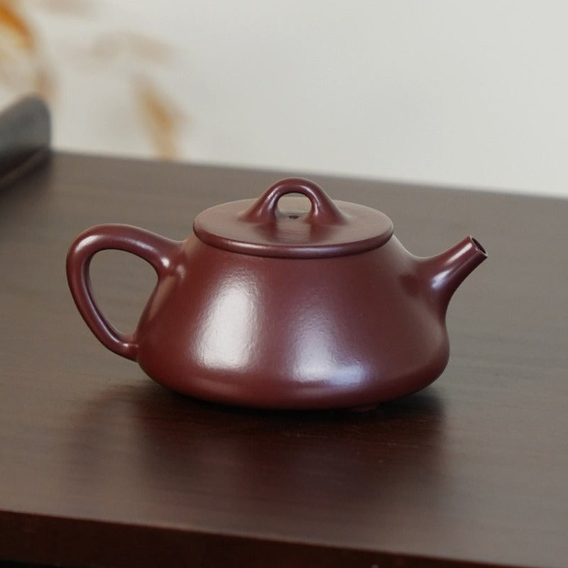 Full Handmade Yixing Zisha Teapot [Ping Gai Shi Piao Pot] (Zi Zhu Ni - 170ml)