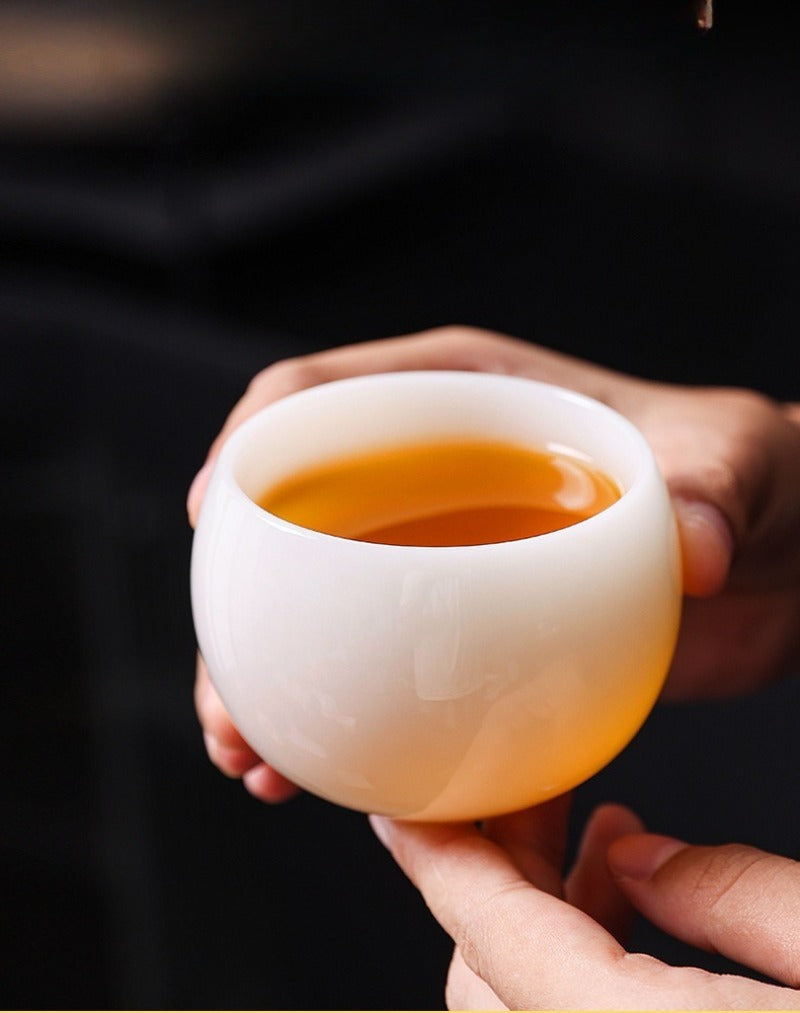 Tazza da tè Master in porcellana bianca giada di ghiaccio smaltata 80-110ml