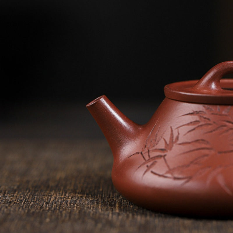 Full Handmade Yixing Zisha Teapot [Bamboo Happiness] (Hong Pi Long - 240ml) - YIQIN TEA HOUSE | yiqinteahouse.com | 200-300ml, full handmade zisha teapot, teapot, teaware