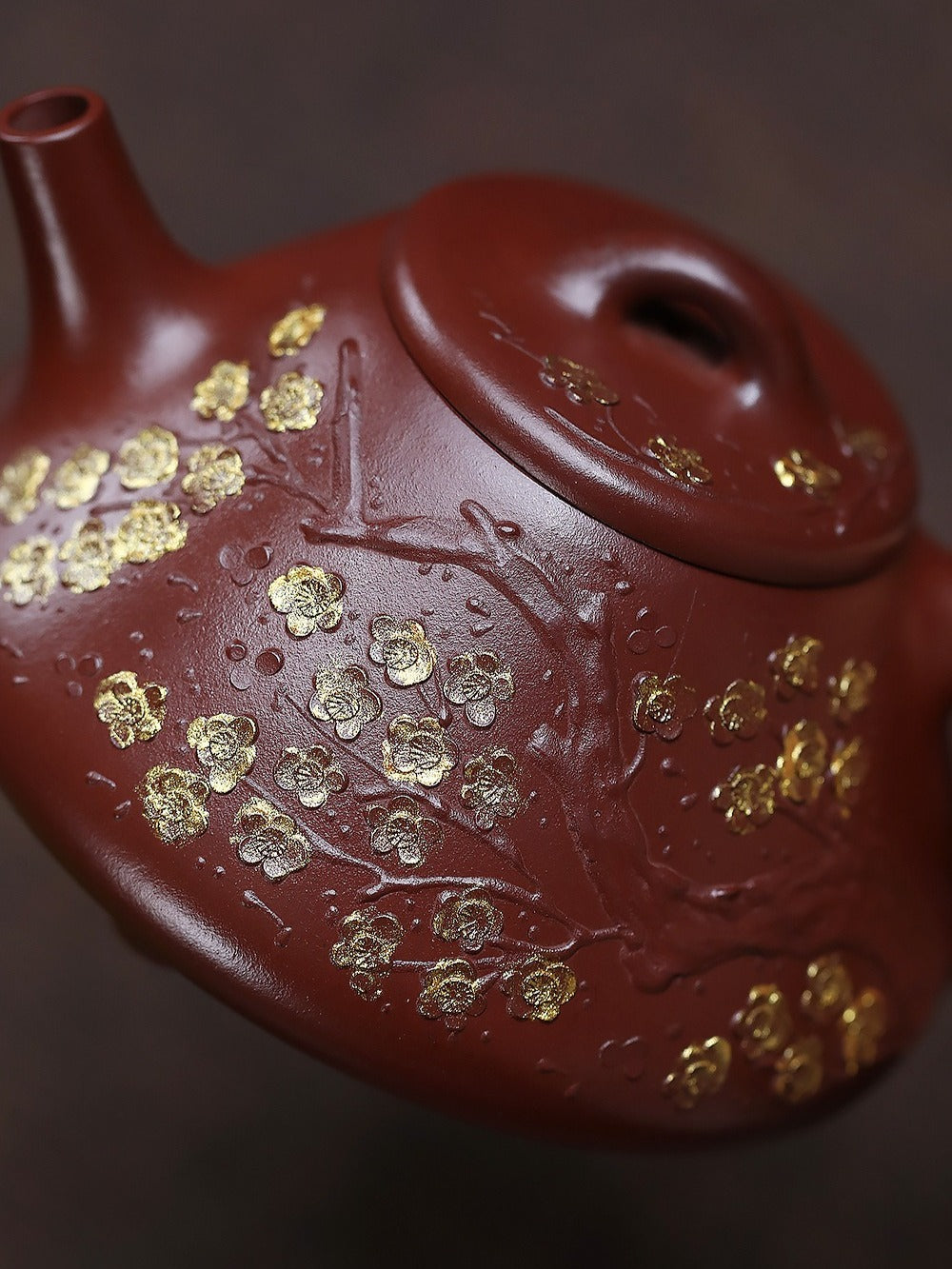 宜兴紫砂茶壶 [梅花子冶石瓢] (红皮龙 - 270ml)