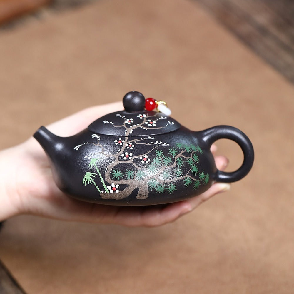 Yixing Zisha Teapot [Song Feng Shui Yue] (Hei Jinsha - 230ml)