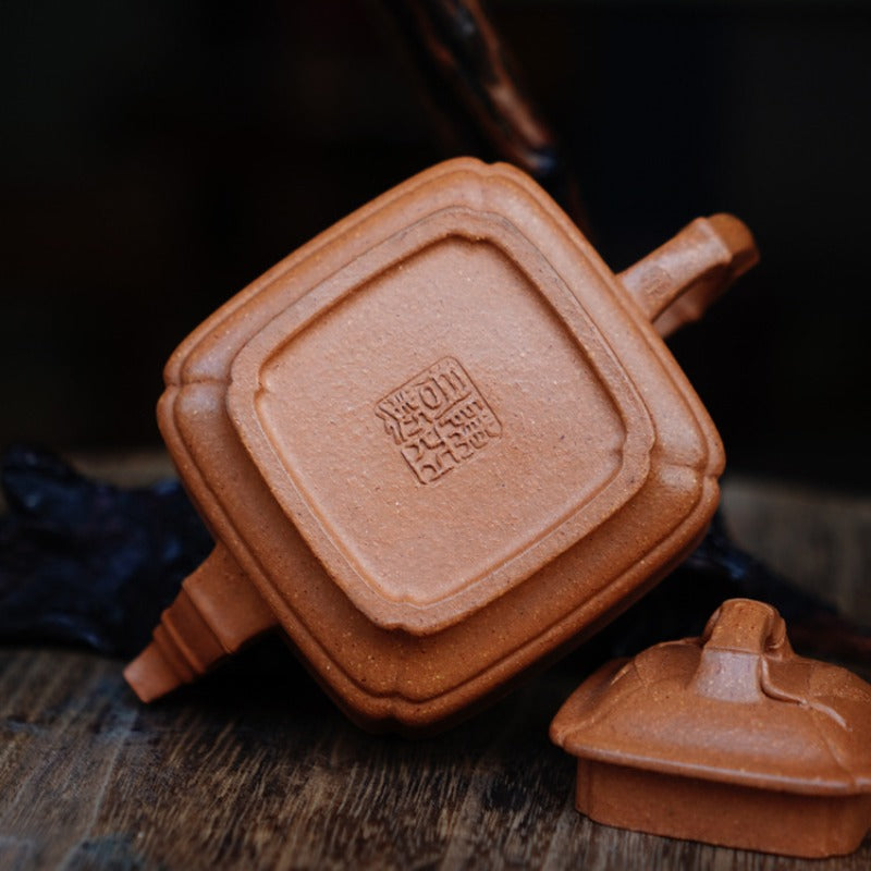 Full Handmade Yixing Zisha Teapot [Sifang Bamboo Pot] (Jiang Po Ni - 200ml)