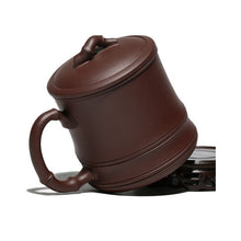 Load image into Gallery viewer, Yixing Purple Clay Tea Mug with Filter [Bamboo] | 宜兴紫砂刻绘 [竹节] (带茶滤)盖杯
