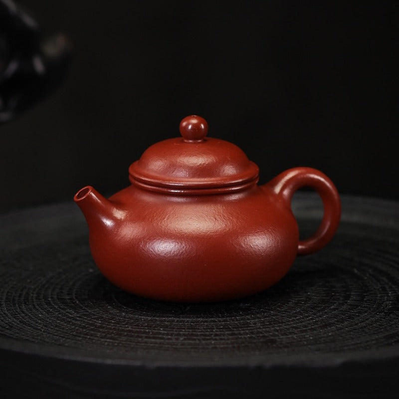 Tetera de arcilla Zisha de Yixing hecha totalmente a mano [Tetera Rong Tian] (Dahongpao - 130ml)