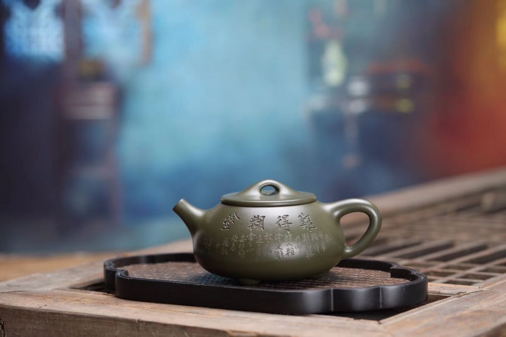 Vollständig handgefertigte Yixing Zisha Teekanne [Jingzhou Shi Piao Pot] (Lu Ni- 280ml)