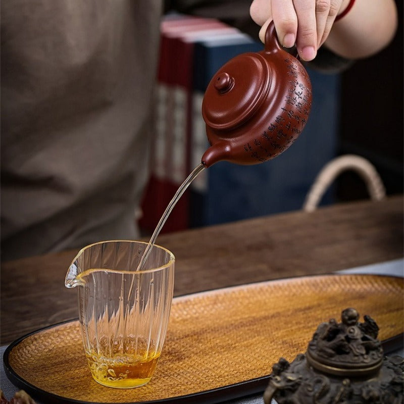 Théière Yixing Zisha entièrement faite à la main [Man Jiang Hong] (Long Xue Sha - 200 ml)