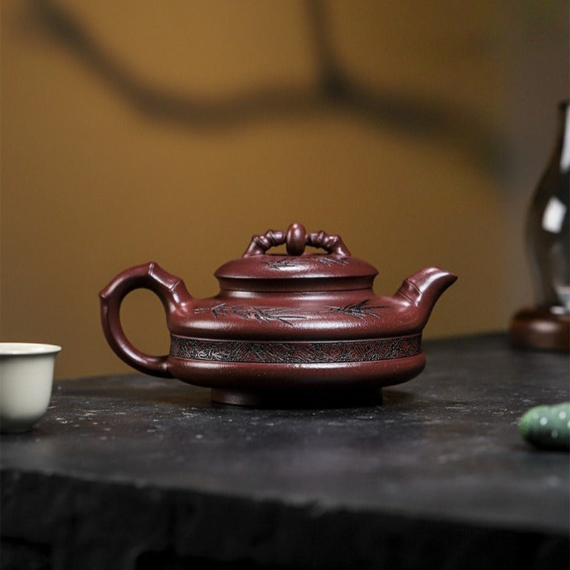 Full Handmade Yixing Zisha Teapot [Lucky Bamboo] (Zi Ni - 480ml)